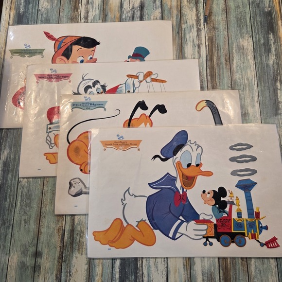 Disney Other - Set Of 4 Vintage Plastic Reversible Mickey Mouse And Friends Placemats